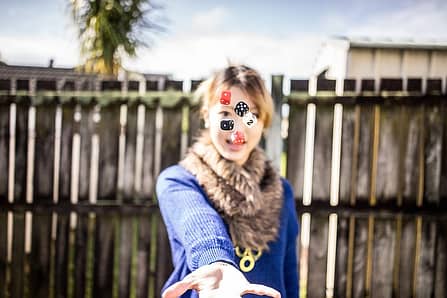 woman throwing dice